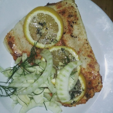 New dish at the restaurant: Baked trout with fennel slaw